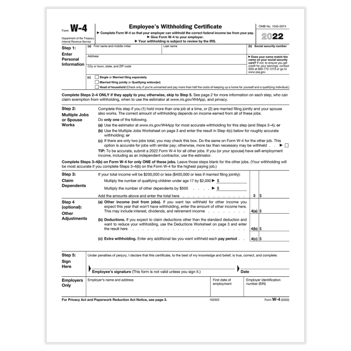 Fine print w-4 form answer key