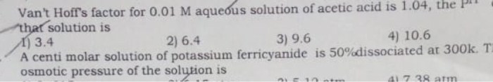 Potassium acetate van't hoff factor