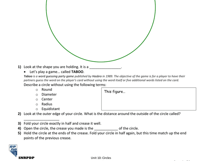 Unit 10 test circles answer key