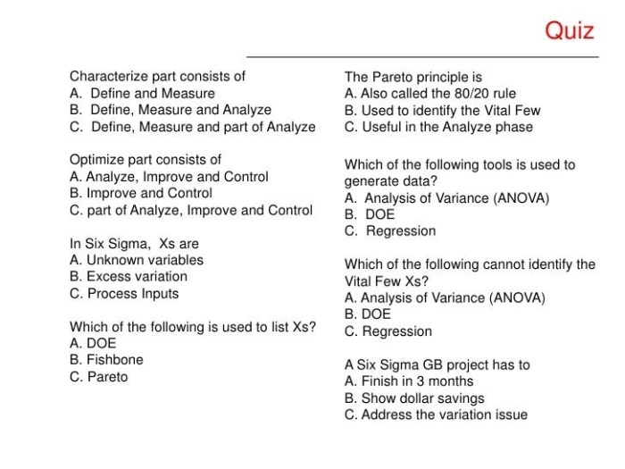 Six sigma white belt exam answers