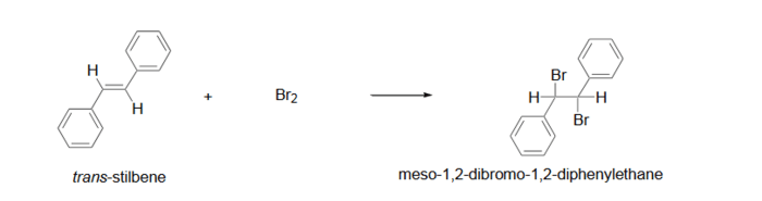 Stilbene trans br2 dibromo meso