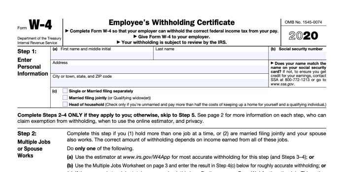 Fine print w-4 form answer key