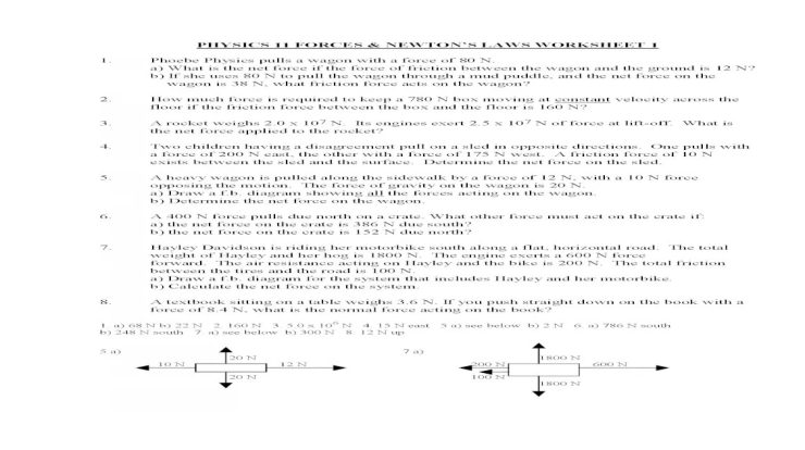 Overview forces and newton's laws worksheet answer key